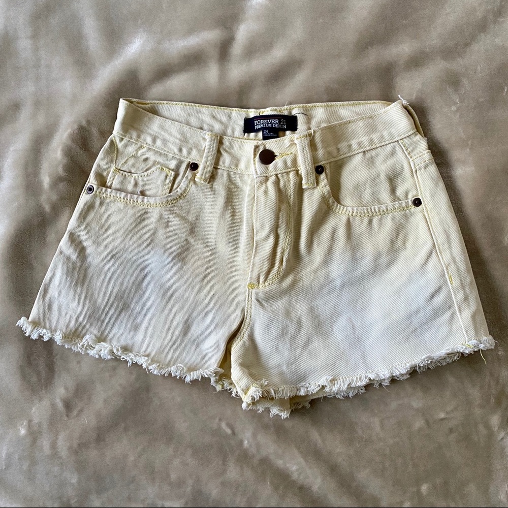 Yellow ombré denim shorts